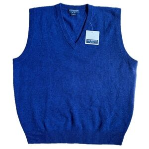 Men’s Vintage Blue Wool Sweater Vest Size 1X NOS Eclectic Grandpa Old Money